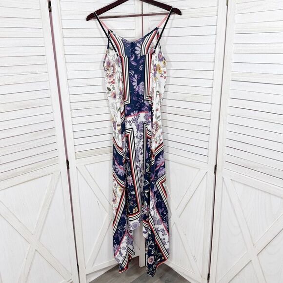 Nanette Lepore Floral Print Boho Sleeveless Maxi Slip Dress Blue Multi 4 - Picture 11 of 16